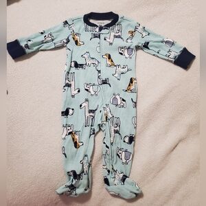 Dog Print Carter's Onesie Footie Pajamas 9M